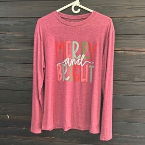 Merry and Bright Long Sleeve Shirt - Red